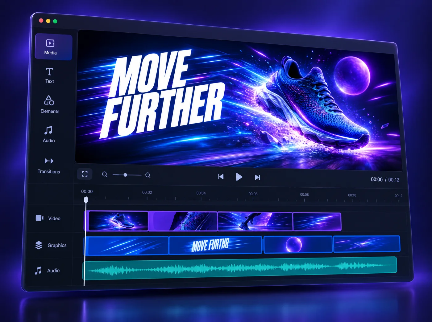 Video editor showing a motion graphics launch video